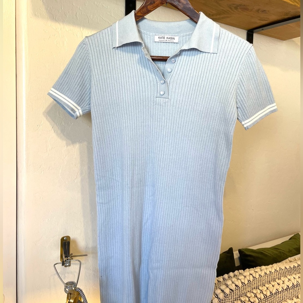 Baby Blue Polo Collared Dress